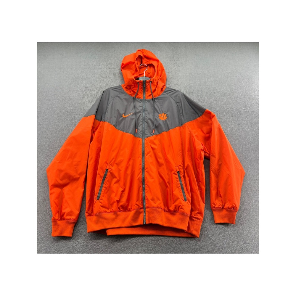 Nike Clemson Tigers Jacket Men's XL Orange Grey Windrunner Full Zip NCAA